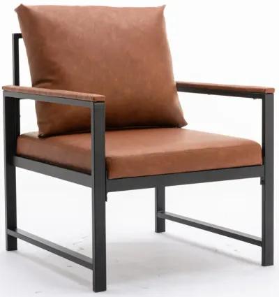 Hivvago Single Sofa Faux Leather Accent Chair with Powder Coated Metal Legs