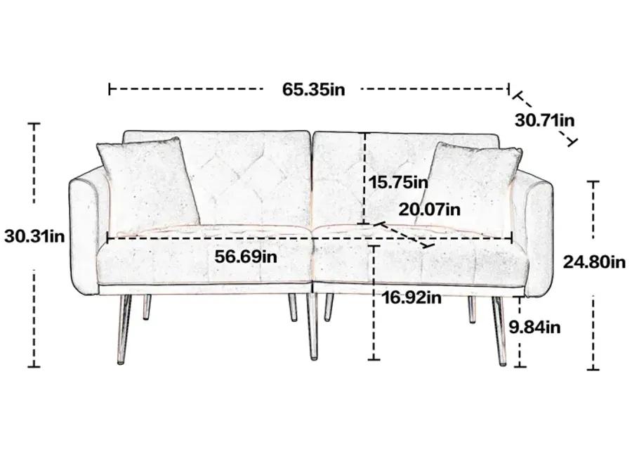 MONDAWE Velvet Sofa, Accent Sofa Loveseat Sofa with Metal Feet for Bedroom, Living Room