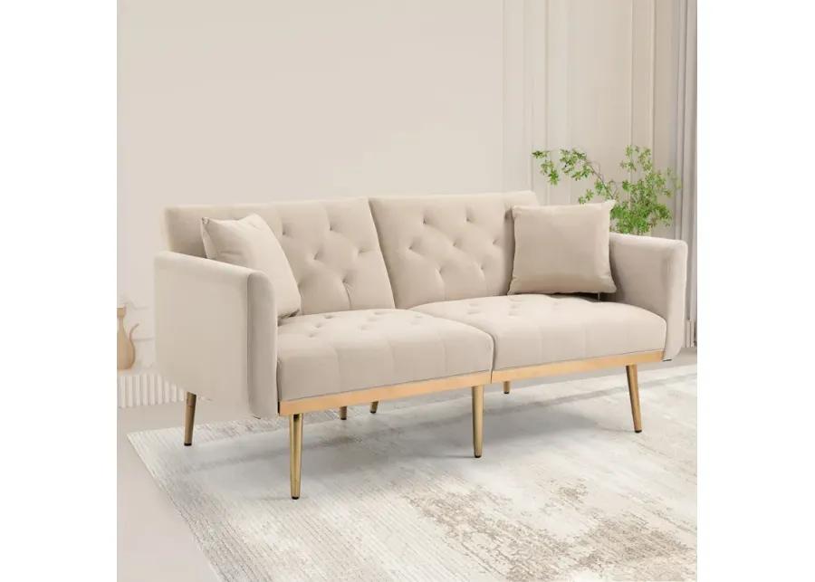 MONDAWE Velvet Sofa, Accent Sofa Loveseat Sofa with Metal Feet for Bedroom, Living Room