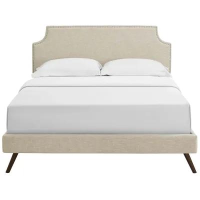 Modway - Corene Queen Fabric Platform Bed with Round Splayed Legs Beige