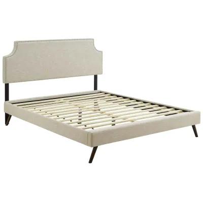 Modway - Corene Queen Fabric Platform Bed with Round Splayed Legs Beige