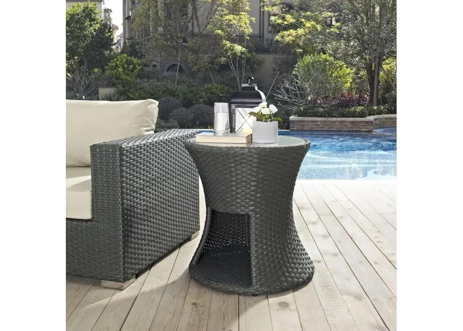 Modway Sojourn Wicker Rattan Outdoor Patio Side End Table in Chocolate