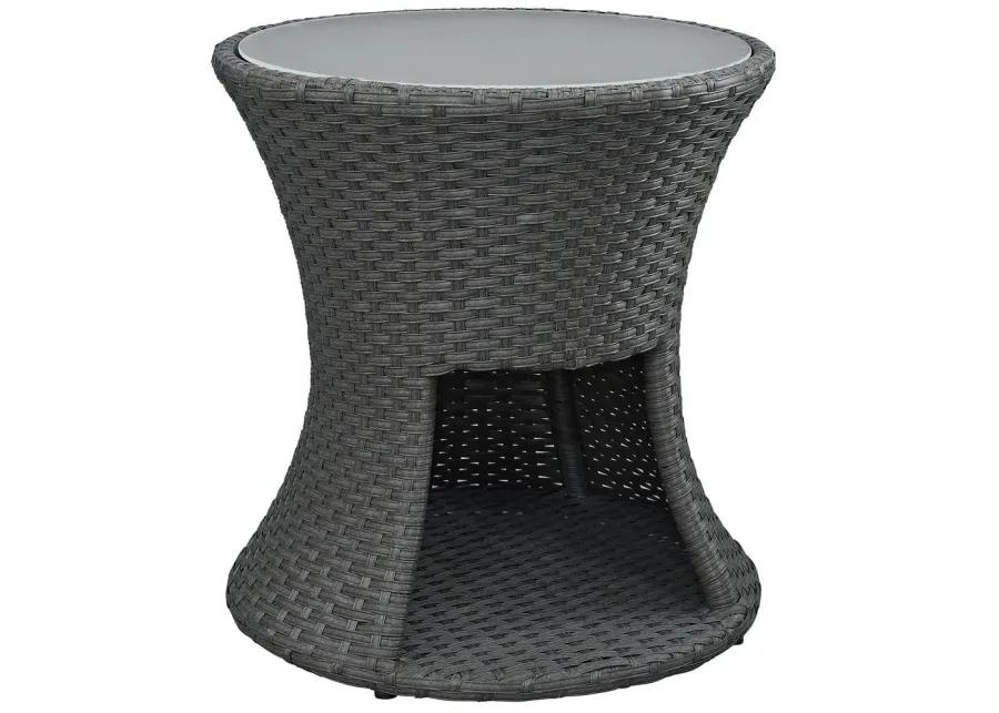 Modway Sojourn Wicker Rattan Outdoor Patio Side End Table in Chocolate