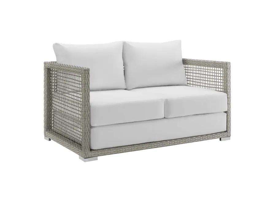 Aura 3 Piece Outdoor Patio Wicker Rattan Set - Gray White