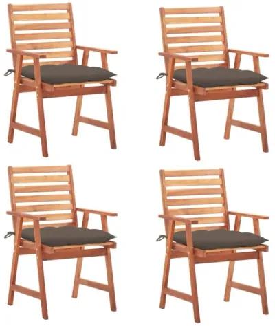 vidaXL Patio Dining Chairs 4 pcs with Cushions Solid Acacia Wood