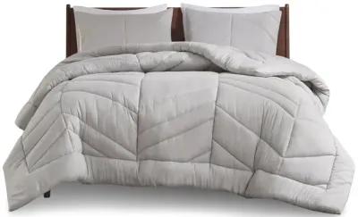 Gracie Mills Solid Quilted Chevron Comforter Set with 350 GSM Polyfill