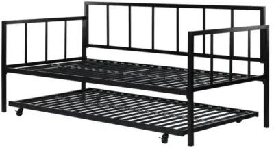 Hivvago Heavy Duty Metal Daybed with Roll-Out Trundle Bed