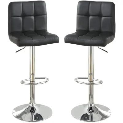 Set of 2 Modern Faux Leather Barstools, Counter Height, Adjustable