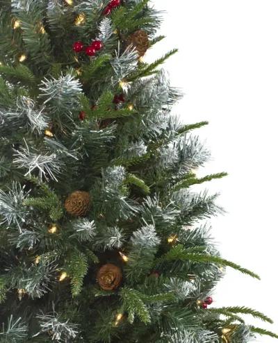 7ft Pre-Lit Frosted Mixed Berry Pine Artificial Christmas Tree - Clear Lights