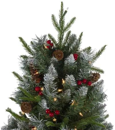 7ft Pre-Lit Frosted Mixed Berry Pine Artificial Christmas Tree - Clear Lights