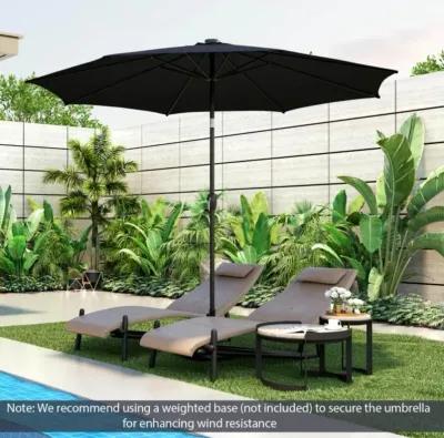 Hivvago 10 Feet Patio Umbrella with 112 Solar Lights and Crank Handle