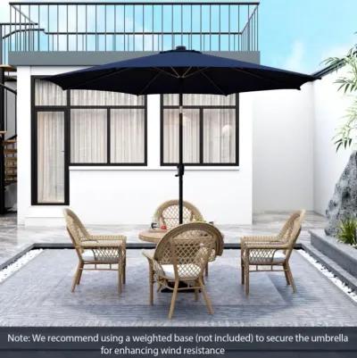 Hivvago 10 Feet Patio Umbrella with 112 Solar Lights and Crank Handle