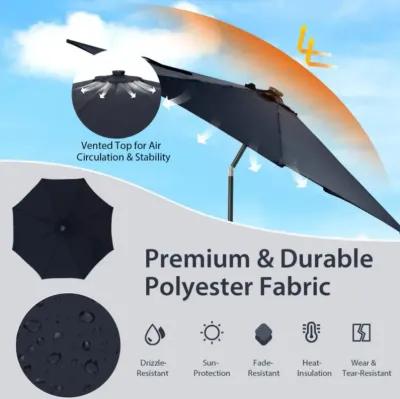 Hivvago 10 Feet Patio Umbrella with 112 Solar Lights and Crank Handle