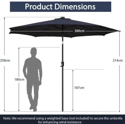 Hivvago 10 Feet Patio Umbrella with 112 Solar Lights and Crank Handle