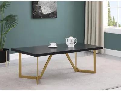 Black wood top coffee table w/ gold color iron legs