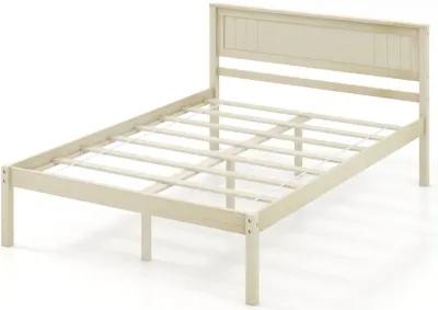 Wooden Bed Frame with Headboard and Slat Support