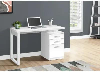 Monarch Specialties I 7690 Computer Desk, Home Office, Laptop, Left, Right Set-up, Storage Drawers, 48"L, Work, Laminate, White, Contemporary, Modern