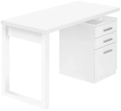 Monarch Specialties I 7690 Computer Desk, Home Office, Laptop, Left, Right Set-up, Storage Drawers, 48"L, Work, Laminate, White, Contemporary, Modern