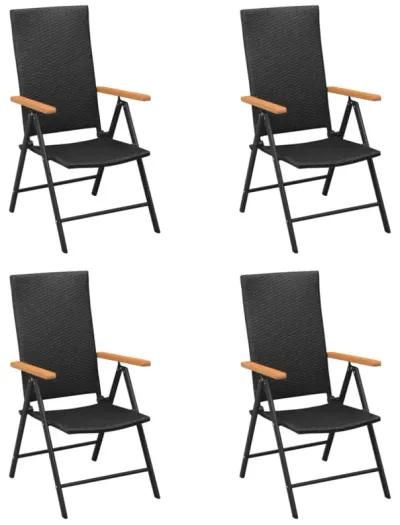 vidaXL Garden Chairs 4 pcs Poly Rattan Black