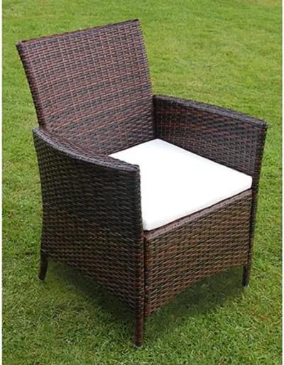 vidaXL 7 Piece Outdoor Dining Set with Cushions Poly Rattan Brown