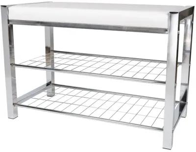 Leatherette Storage Entryway Bench and Shoe Rack with Metal Frame