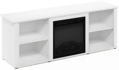 Furinno Classic 60 Inch TV Stand with Fireplace, Solid White