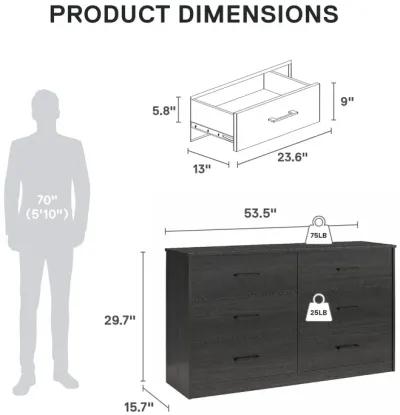 BrEZ Build Pearce Wide 6 Drawer Dresser