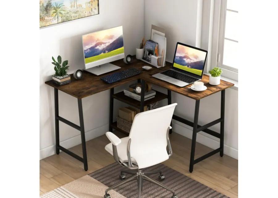 Hivvago L Shaped Corner Computer Desk with Storage Shelves