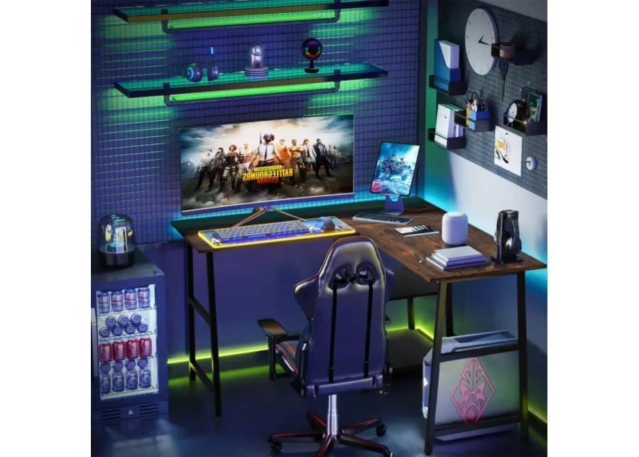 Hivvago L Shaped Corner Computer Desk with Storage Shelves