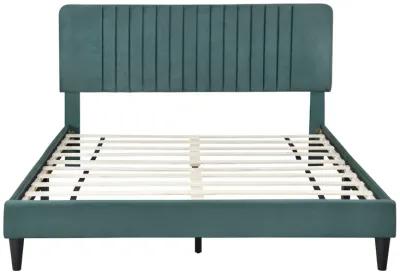 Merax Upholstered Platform Bed,No Box Spring Needed, Velvet Fabric