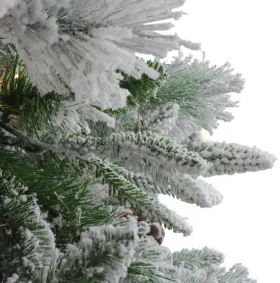 7.5' Pre-Lit Flocked Rosemary Emerald Angel Pine Artificial Christmas Tree - Clear LED Lights