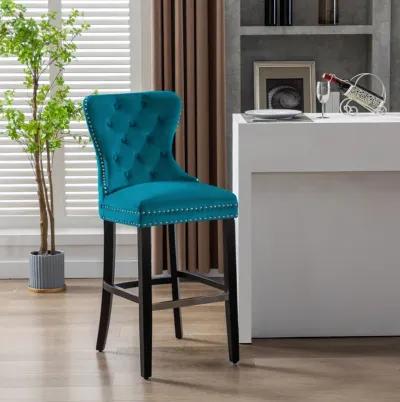 WestinTrends Tufted Velvet Bar Stool