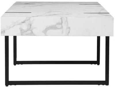 Homezia 43" White Faux Marble And Metal Rectangular Coffee Table