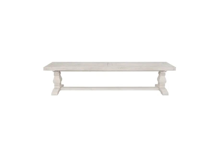 Kai 66 Inch Reclaimed Pine Dining Bench, Turned Pedestals, Antique White-Benzara