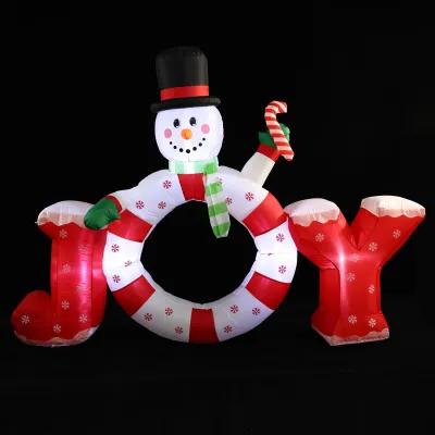 LuxenHome 6.5Ft Long Snowman Joy Inflatable with LED Lights