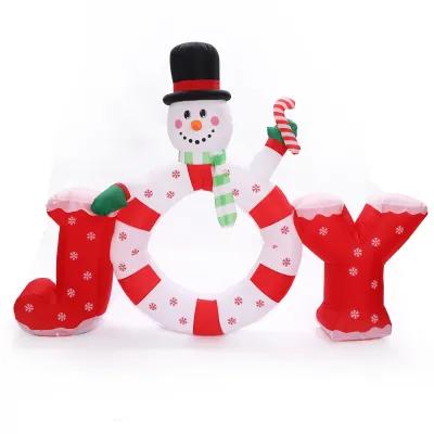 LuxenHome 6.5Ft Long Snowman Joy Inflatable with LED Lights