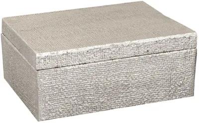 Square Linen Texture Box - Small Silver