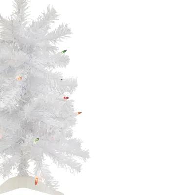 2' Lighted Woodbury White Pine Slim Artificial Christmas Tree  Multi Lights