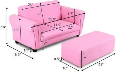 Soft Kids Double Sofa with Ottoman