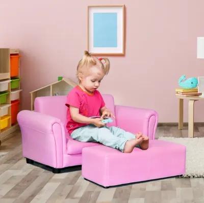 Soft Kids Double Sofa with Ottoman