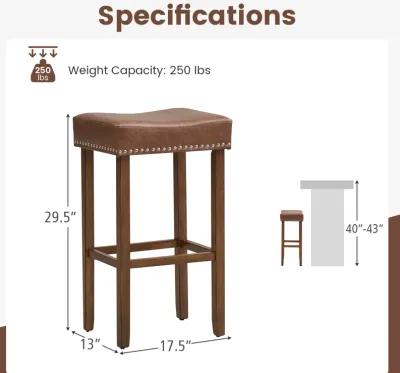 Upholstered Bar Stools Set of 2 with Footrests for Counter