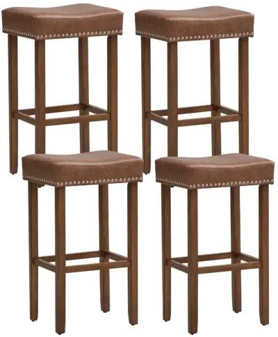 Upholstered Bar Stools Set of 2 with Footrests for Counter