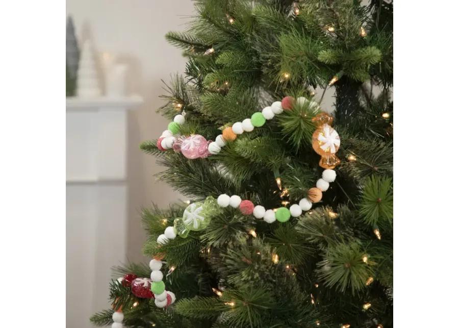 6' Glittered Pastel Colored Candy Christmas Garland  Unlit