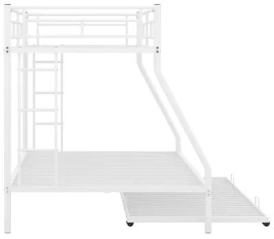 Twin Over Full Bed With Sturdy Steel Frame, Bunk Bed With Twin Size Trundle, Two-Side Ladders