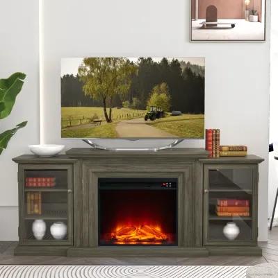 Farmhouse TV Stand with Fireplace - 70" Width -Fits up to 70" TV