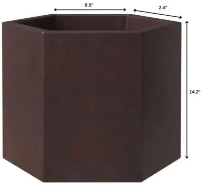 LeisureMod Thicket Series Poly Stone Planter in Brown 14 High