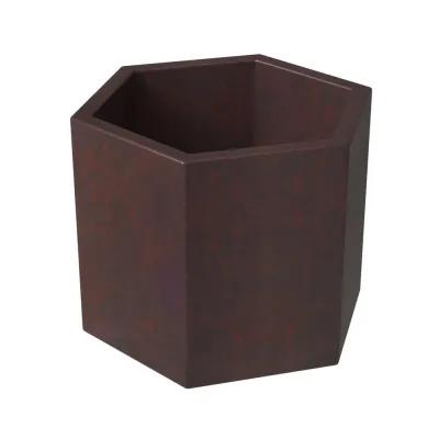 LeisureMod Thicket Series Poly Stone Planter in Brown 14 High