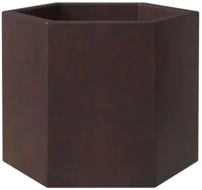 LeisureMod Thicket Series Poly Stone Planter in Brown 14 High