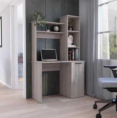 Computer Desk with Ample Work Surface, Hutch Storage and Single Door Cabinet