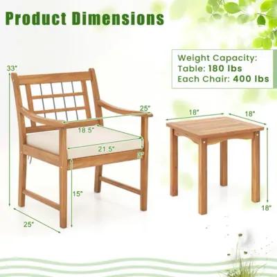 Hivvago 3 Piece Wood Patio Furniture Set with Seat Cushions and Acacia Wood Frame